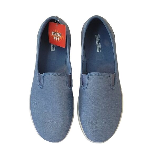 Sketchers GOwalk Adorn Blue Glitter Canvas Slip-on Shoe Size 11 Extra Wide - Picture 4 of 9